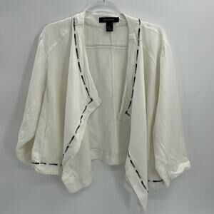 ASHLEY STEWART Cardigan Draping Open Front 3/4 Sleeve Linen Blend Women's 22W